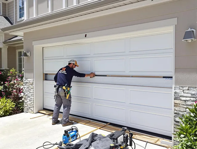 Norton Garage Door Repair team performing complete garage door replacement at Norton residence